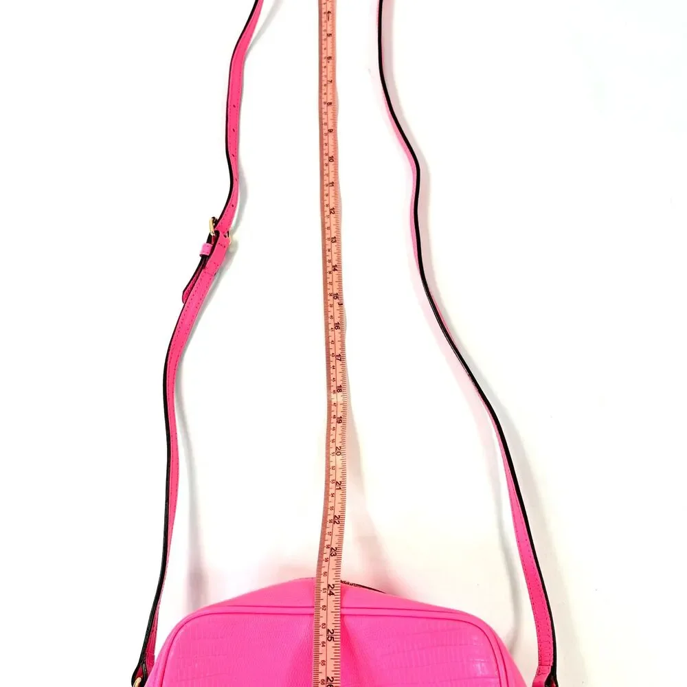 RARE NWT‎ Juicy Couture Pink Purse Camera Bag Leather Lizard Embossed Crossbody